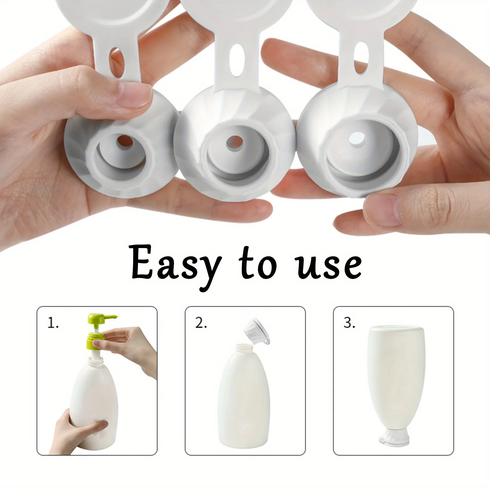 3pcs Bottle Emptying Kit Multifunctional Inverted Bottle Caps Leak-Proof Thick Liquid Bottle Cap Set For Kitchen Bathroom