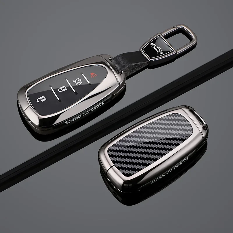 Étui de protection pour clé de voiture en alliage de zinc et fibre de carbone, porte-clés pour Chevrolet Blazer Trax Equinox Cruze Malibu Traverse Trailblazer Camaro