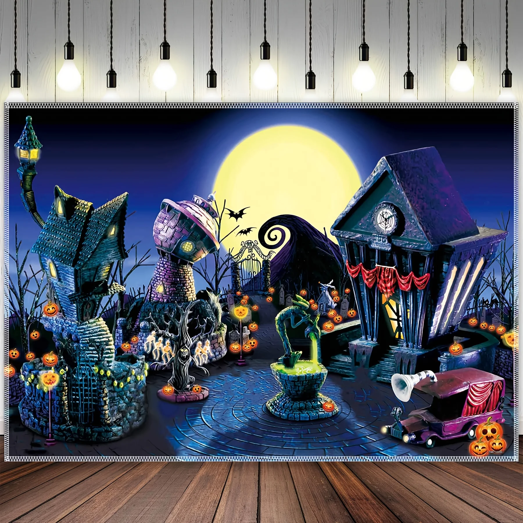 Halloween Fotografie Hintergrund, Kürbis Mond Stadt Foto Hintergrund, Party Banner Dekoration