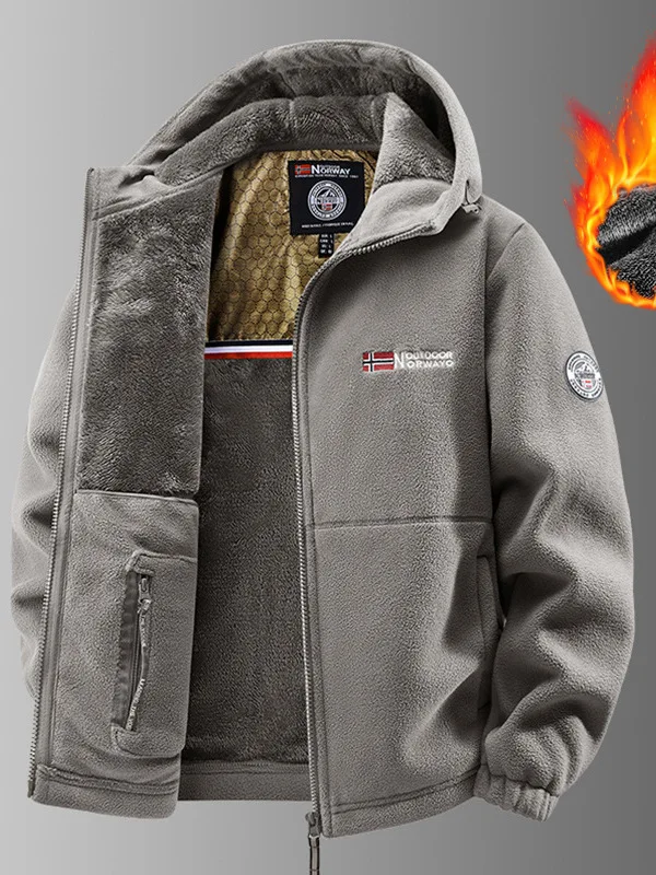 

Men's Warm Fce Jaet Spor Coat Large Size Winter Outerwear Long Sve Hooded Casual Faionable Thermal Jaet