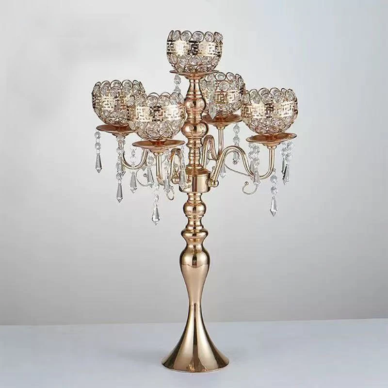 Party Decorations Large Metal Gold 5 Arms Candle Holder Candelabra Wedding Table Centerpieces for Wedding Table