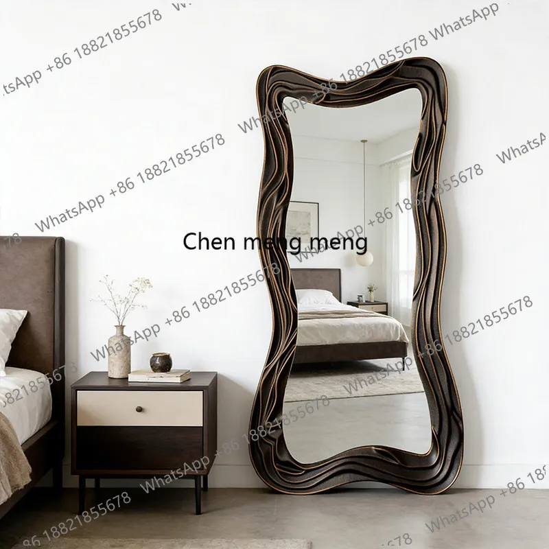 

French irregular full body American retro living room dressing floor mirror bedroom full body fitting mirror