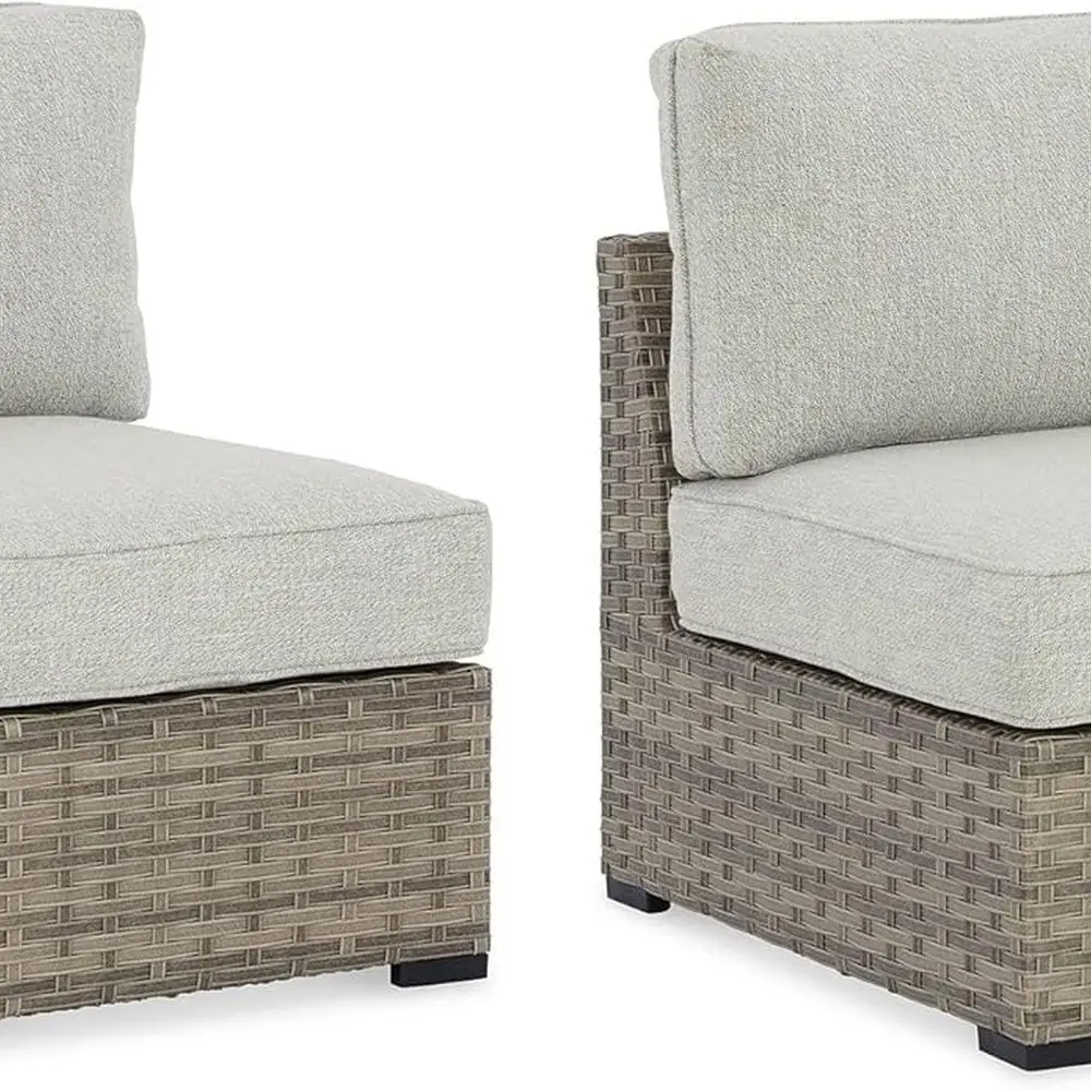 

Beige Nuvella Fabric Outdoor Calworth 2-Piece Resin Wicker Patio Armchair Set