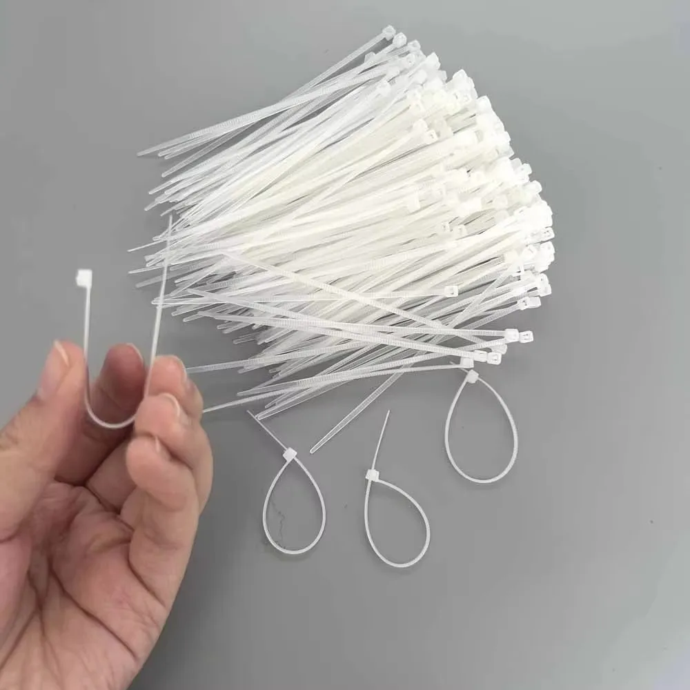 1000pcs White Color Nylon Cable Self-locking Plastic Wire Zip Ties Fasteners Cable Industrial Supply  Strong Snap Self Locking