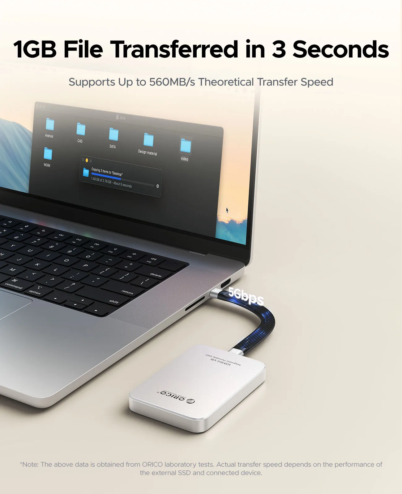 ORICO 560MB/S SSD portatile USB3.2 PSSD 480GB SSD esterno per iPhone 17 16Pro/Max ProRes 4K ProRes K5MINI-VB