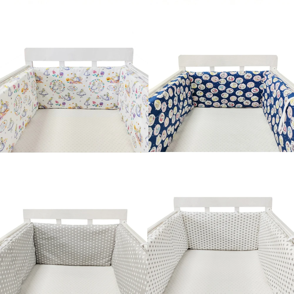 Nordic Stars Baby Bed Thicken Bumpers Zipper Design One-piece Crib Around Cushion Cot Protector Pillows 200*30 CM