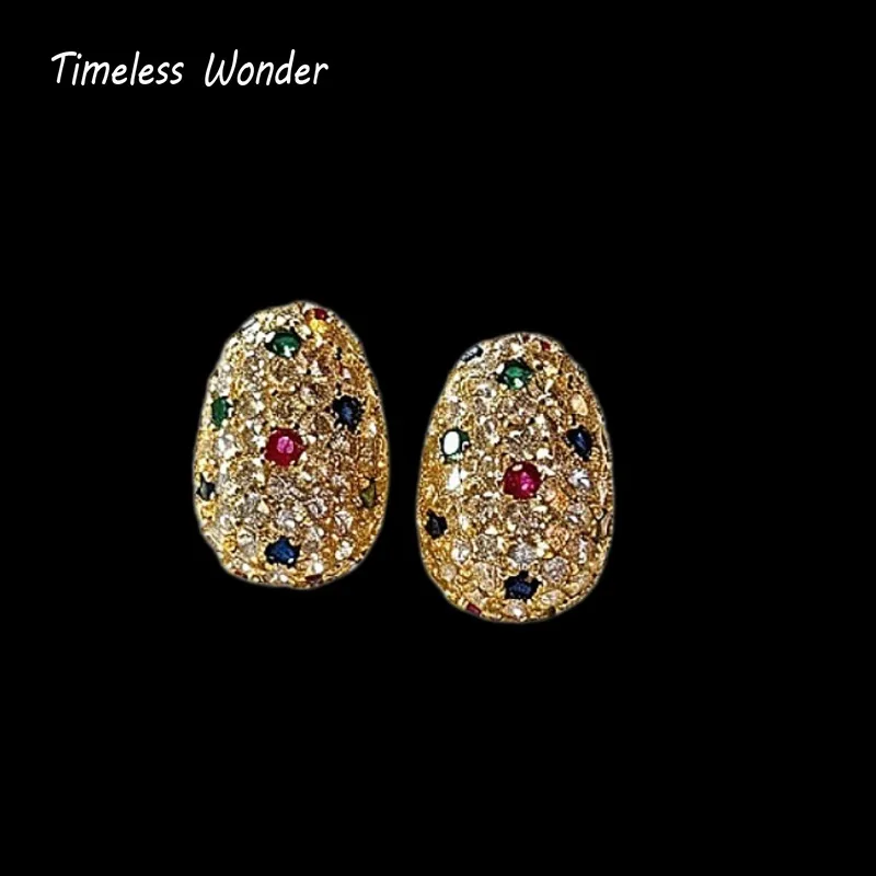 Timeless Wonder Fancy Crystal Zircon Geo Button Earrings Women Designer Jewelry Punk Sweet Gift Rare Top Classy 3346