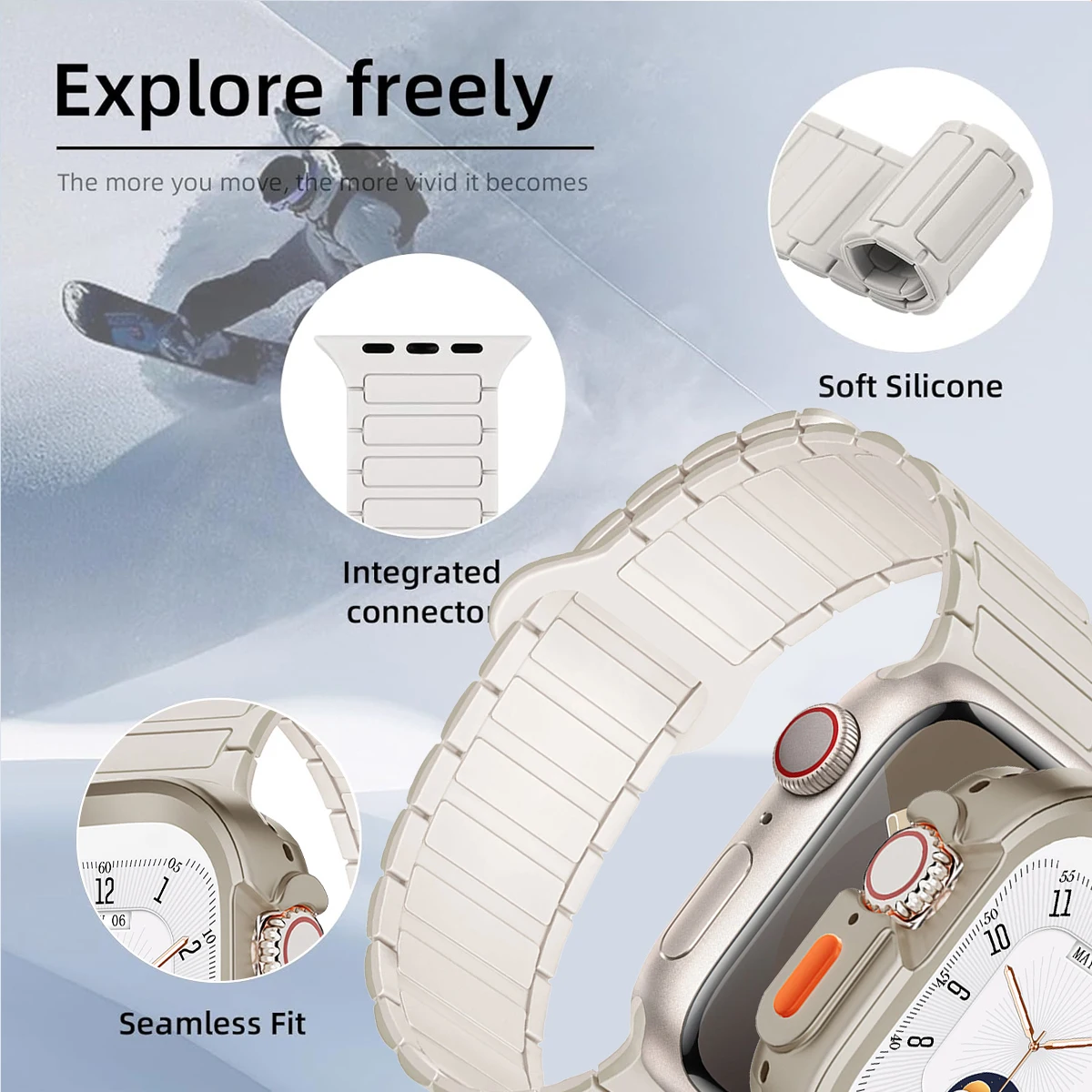 Magnetic Strap+Case for Apple Watch Ultra 2 49 42 45 44 S10 46mm silicone Band cover for IWatch Series 9 8 7 6 5 4 42mm 40 41mm