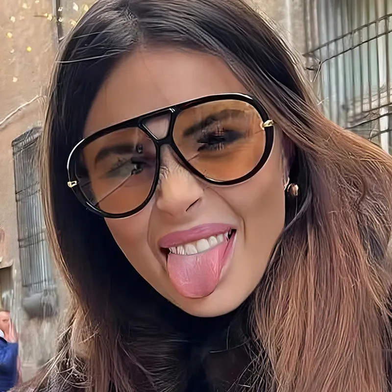 Oversized Oval Punk Pilot Sunglasses Women Big 2026 Luxury Brand Vintage Metal Frame Sun Glasses for Ladies UV400 Shield Eyewear - Image 4