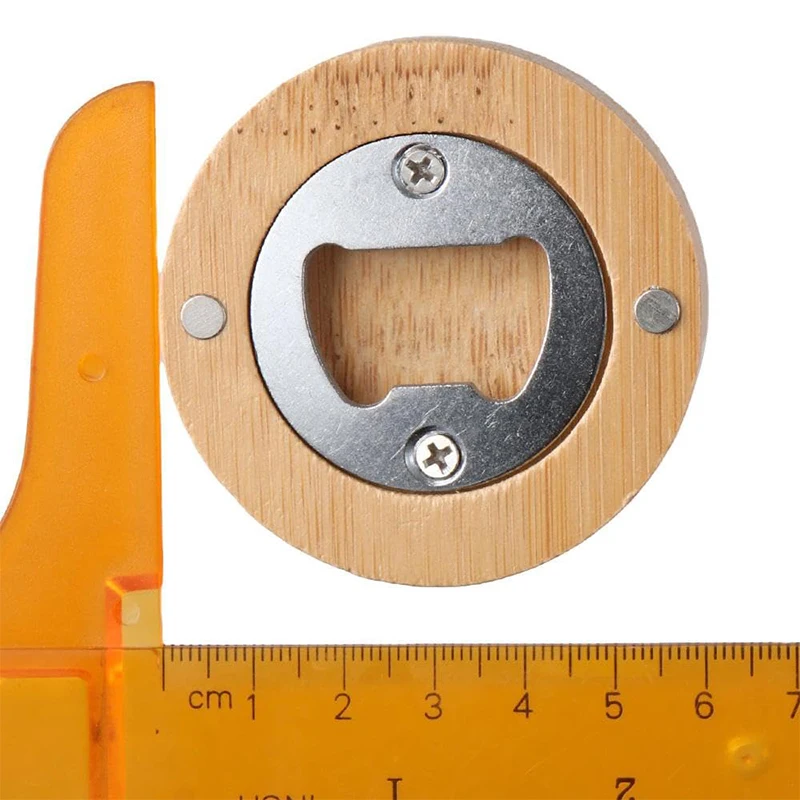10Pcs Bamboo Round Bottle Opener Bamboo Beer Openers Coaster Fridge Magnet Decoration Beer Bottle Opener