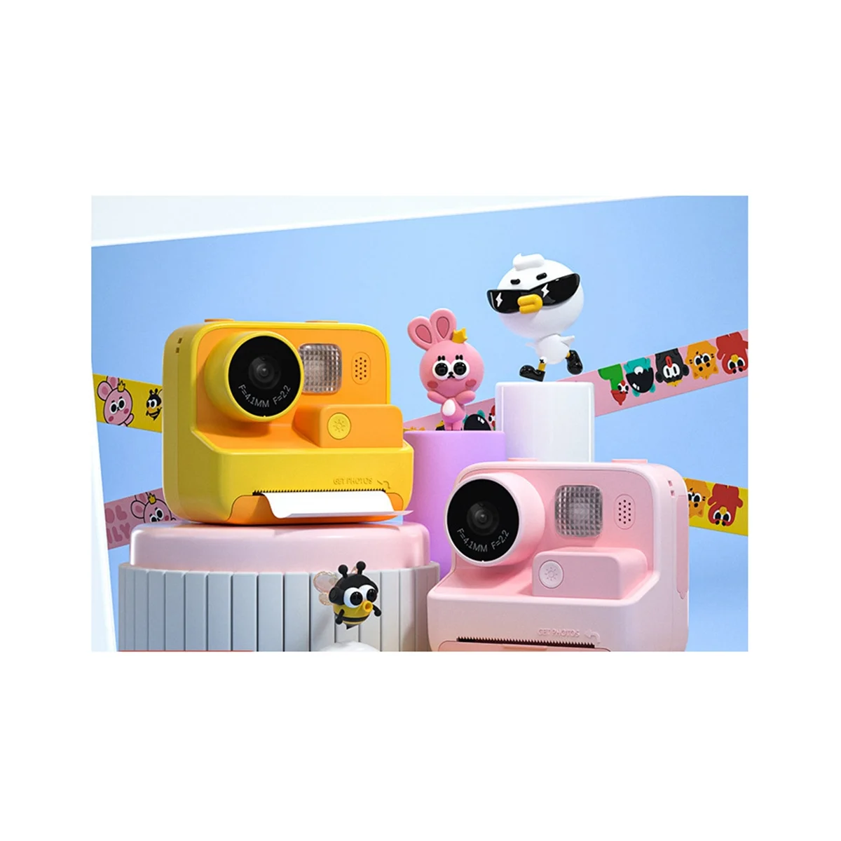 Children Instant Camera HD 1080P Video Photo Digital Print Dual Lens Photography with Print Paper Camera,Pink