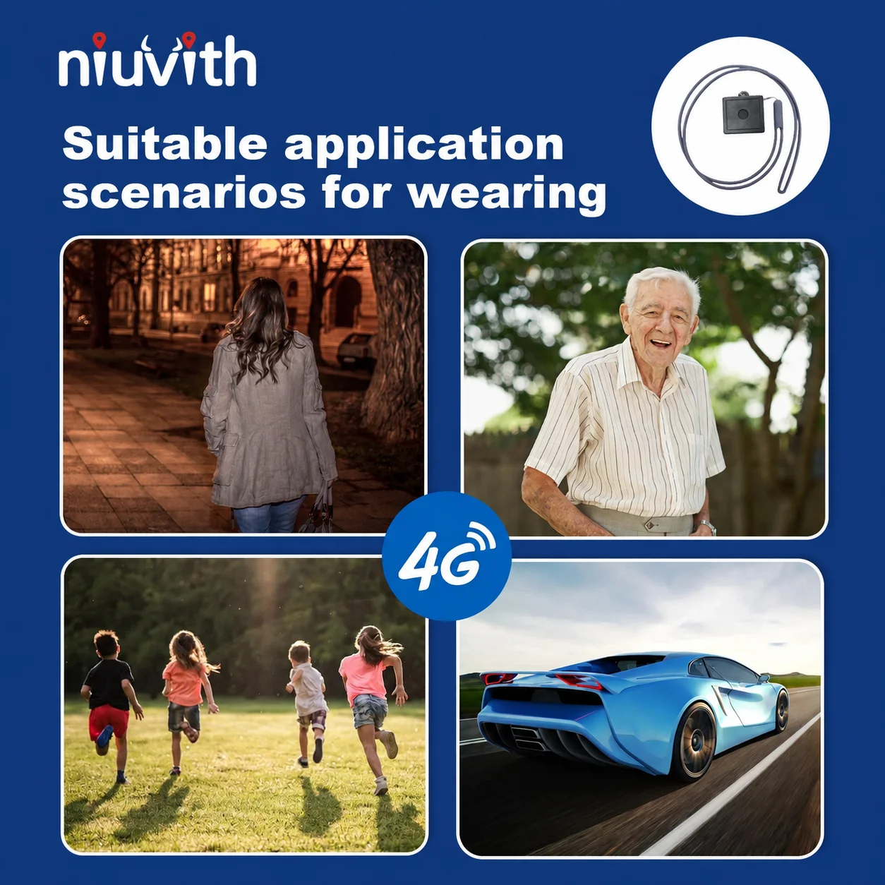 Niuvith 4G Mini GPS Tracker Real-Time Locator SOS Alarm for Kids Elderly Pets Vehicles Free APP SIM Card Included view 5