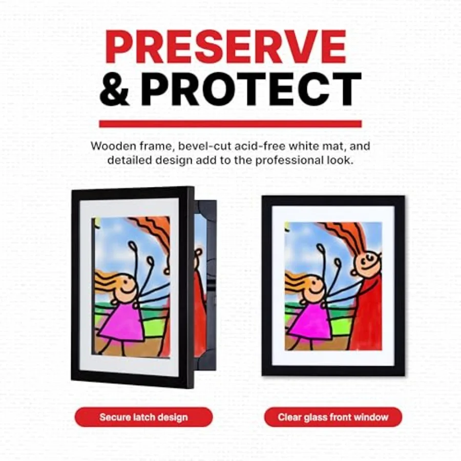 Szafka na prace plastyczne Lil Davinci mieści do 50 sztuk prac o wymiarach 21,6 x 27,9 cm z wymiennymi ramkami, otwierana od przodu, zewnętrzna powłoka drewniana.