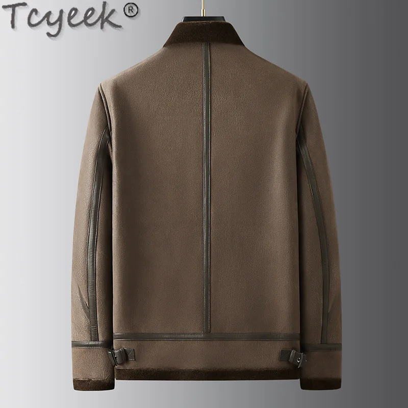 Tcyeek Natural Genuine Leather Jacket Men Winter Clothes Warm Real Fur Coat Male Real Sheepskin Wool Coats Jaqueta Masculina