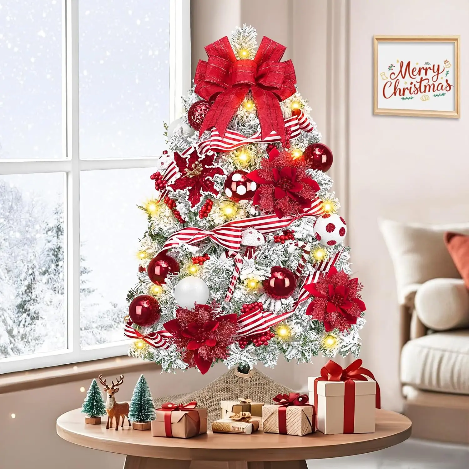

2FT Mini Christmas Tree with Lights & Ornaments, LED Pre-Decorated Artificial Tree for Indoor Holiday Decor