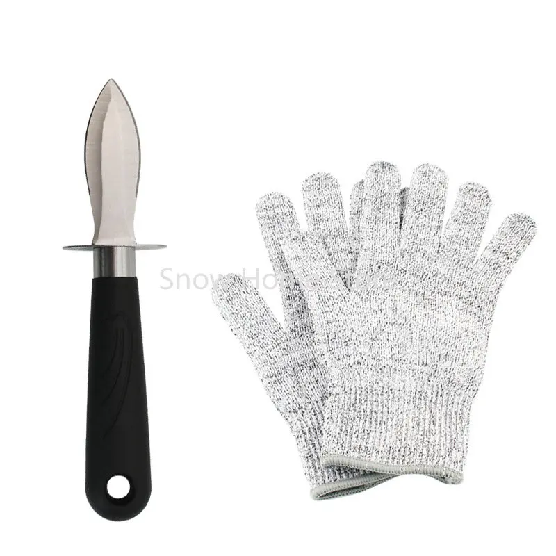 Oyster Knife Stainless Steel Oyster Shell Scallop Knife Five-grade Anti-cutting Glove Combination