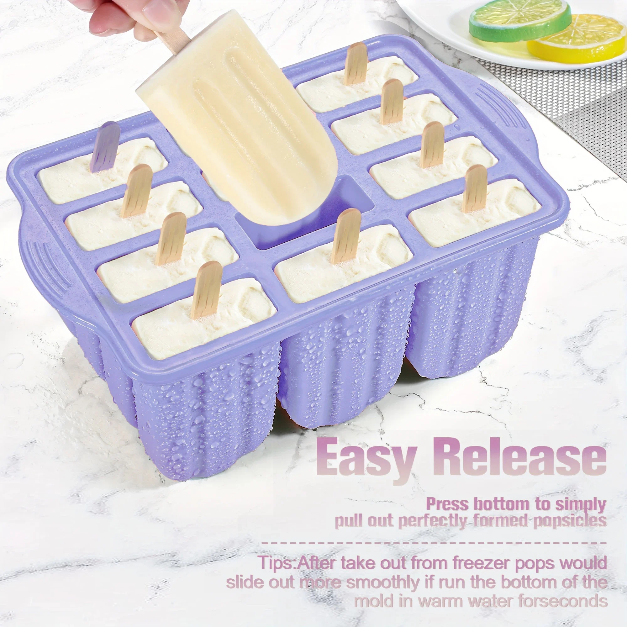 Popsicles Molds, 12 Pieces Silicone Popsicle Molds Easy-Release BPA-free Popsicle Maker Molds Ice Pop Molds Homemade Popsicle