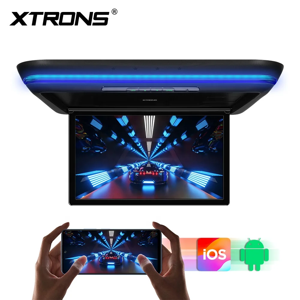 XTRONS 15.6" Motorized Android Car Roof TV Auto Flip Down Monitor with FHD IPS Screen 8K Car Roof Player FM USB SD images - 6