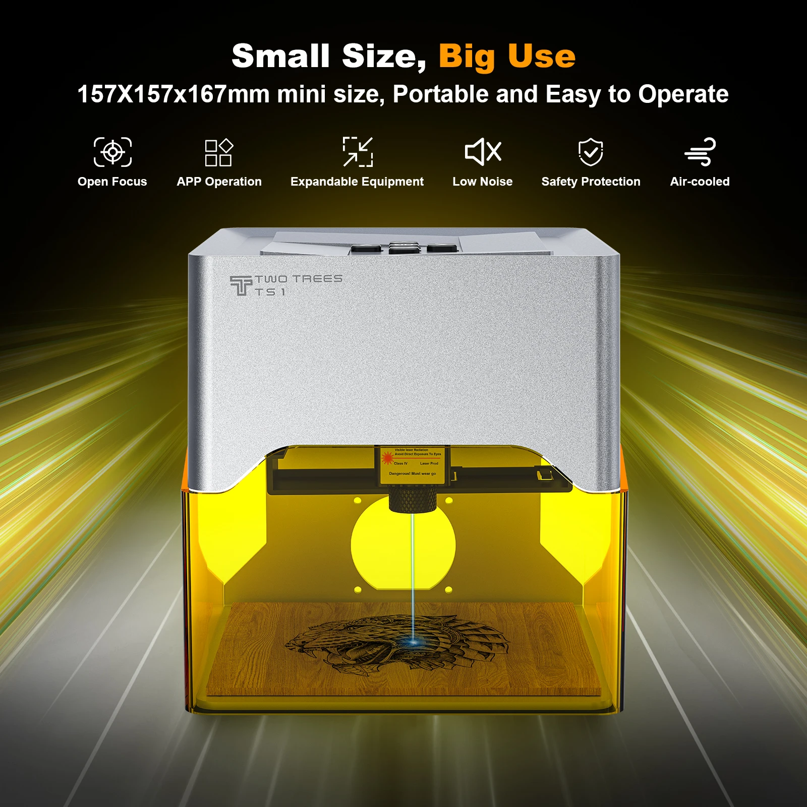 

TwoTrees TS1 Mini Laser Engraver 3W Support Bluetooth APP Control High Speed 3000mm/min for Engraving Lacquered Metal, Dog Tags
