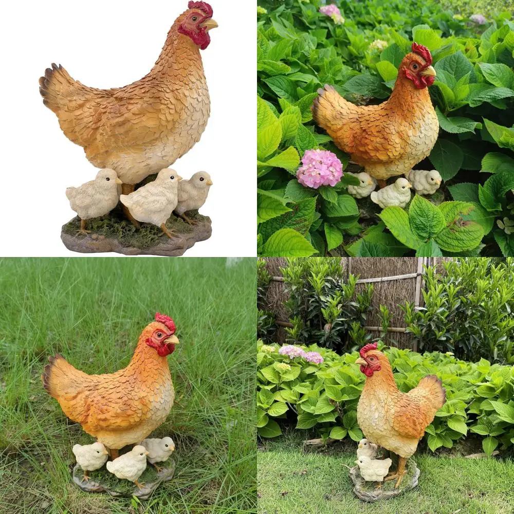 

Статуя курицы из смолы: декор для сада на открытом воздухе с матертой курицей и цыпленком для искусства газона и двора