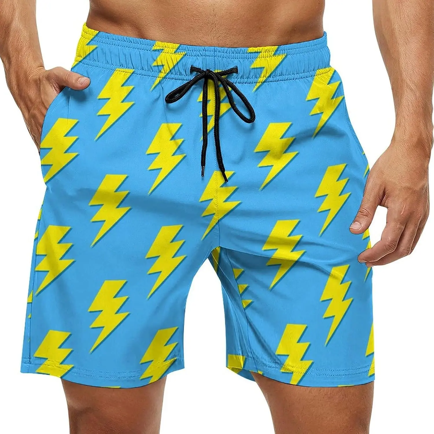 

Мужские плавки с рисунком молнии и плитки, шорты-борды, сетчатая подкладка, купальные костюмы, пляжный купальник с карманом