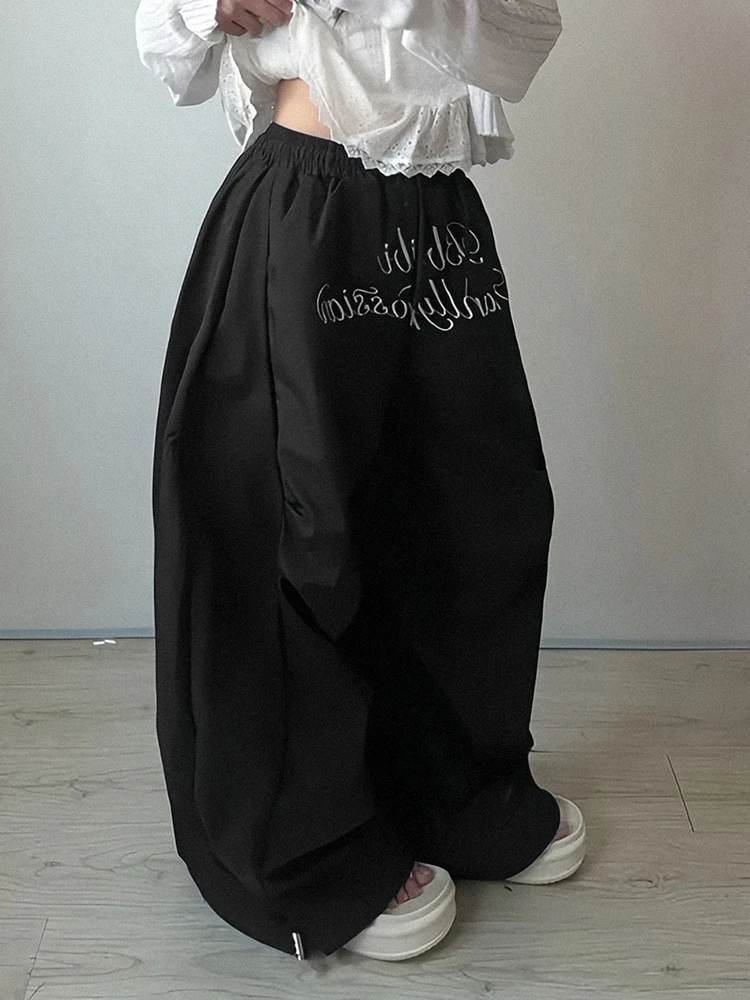 ReddaChic Parachute Track Pants for Women Causal Hiking Loose Fit Quick Dry Letter Printing Lightweight Joggers Jazz Bottoms