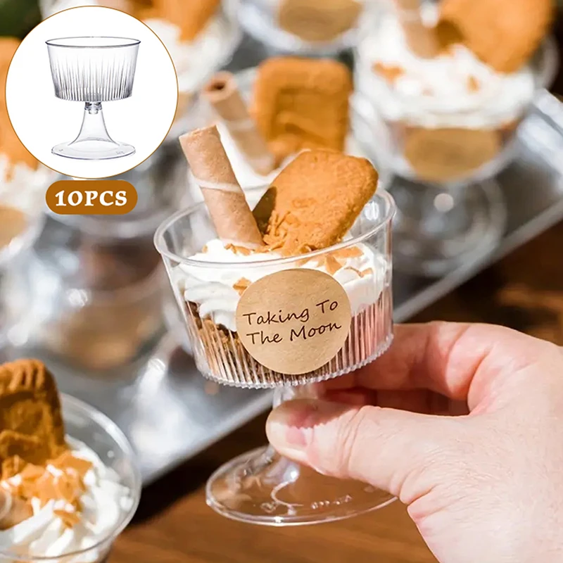 10PCS Disposable Plastic Dessert Cup Ice Cream Cup Small Wine Cup Perfect For Fruit Ice Cream Pudding Wedding Party Decoration