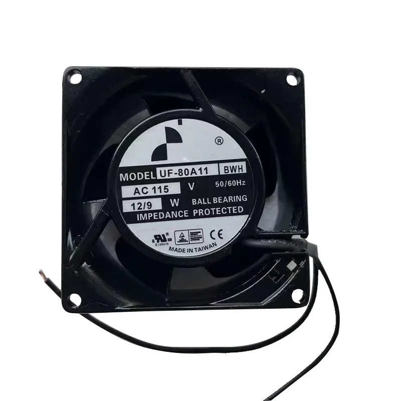 UF-80A11 AC 115V 50/60Hz Cooling Fan 12/9W Ball Bearing Impedance Protected 80mm 2-Wire CE UL Certified Replacement for Industri