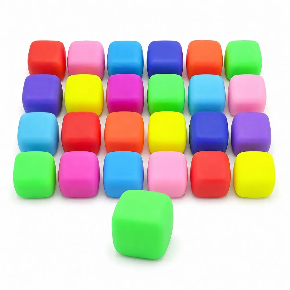 24PCS New 3.5cm Stress Cube Flour Filled Slow Rise Sensory Stress Toy Stretchable TPR Slow Rise Stress Cube School