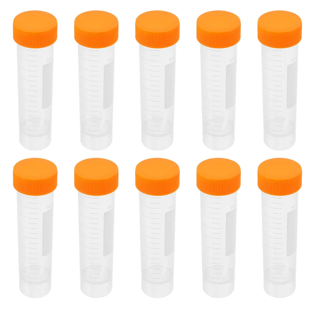 10 Pcs Centrifuge Test Tube Tubes with Screw Caps Scientific Experiments 50 Ml Bottles