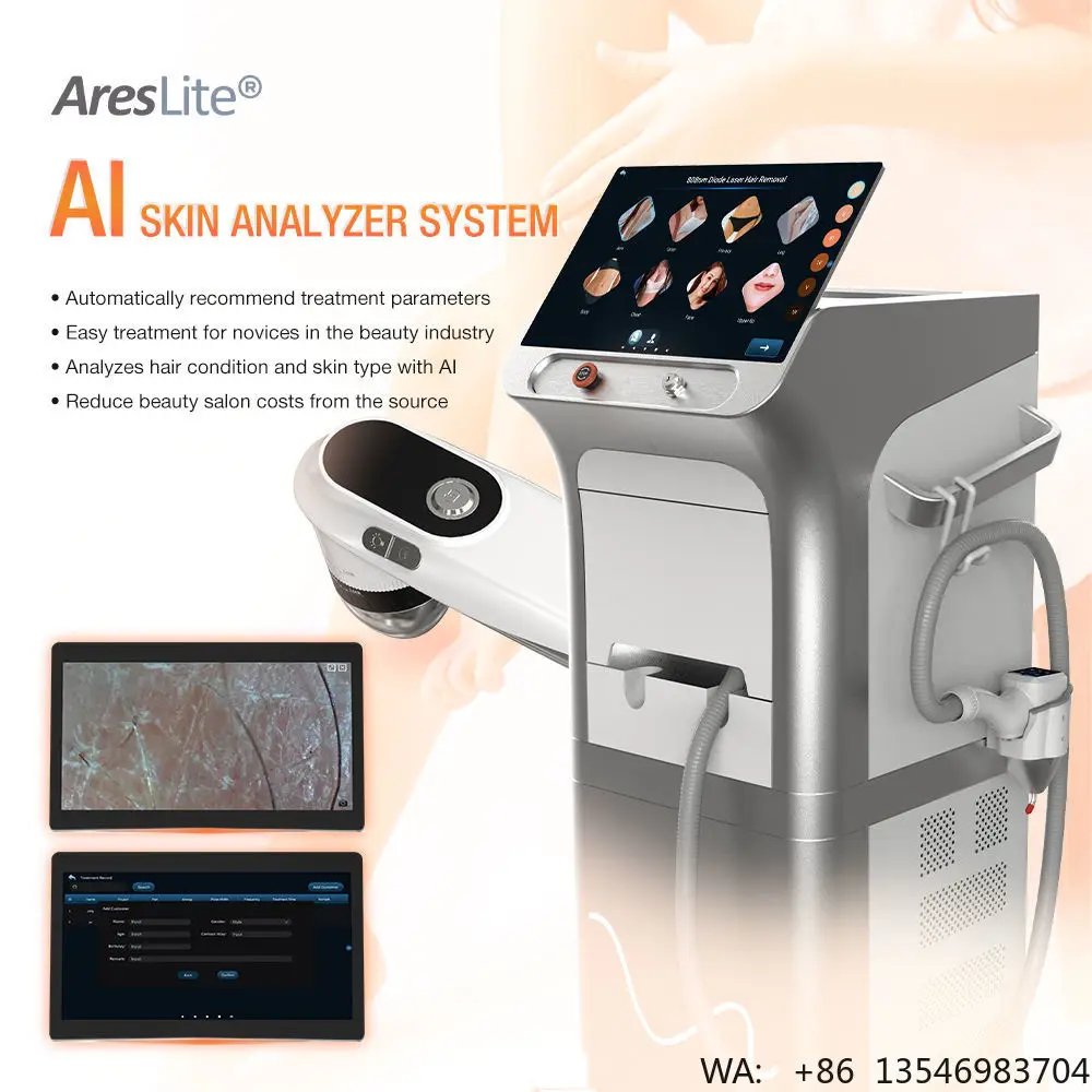 Professional Best 3000W 808nm Ai Diode Laser Hair Removal Machine 4 Wave Permanent Painless DCS Ice with 4 Replaceable Spot Size