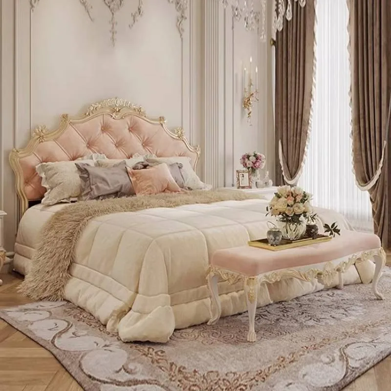 Drawers Ornament Bed Frames Bedroom Stuff Set Princess Queen Luxury Bed Headboards Platform Cama Solteiro Bedroom Furniture