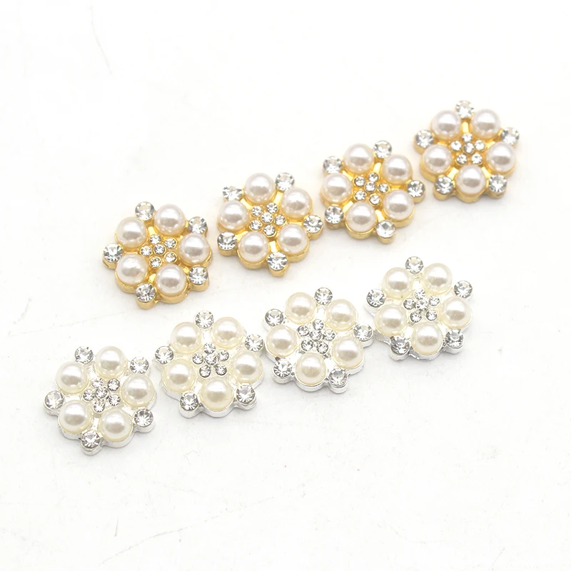 Fashion 16mm Alloy Pearl Rhinestone Button Flower Heart Ornament DIY Clothing Hair Accessories Jewelry Creative Clothing Bow Acc