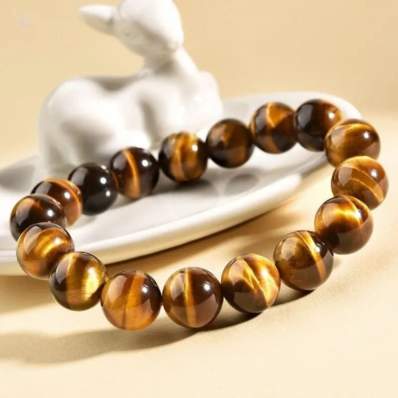 

UMQ Pure Natural Yellow Tiger's Eye Stone Transfer Bracelet Natal Year Cat's Eye Stone Men's and Women's Rosary Bracelet