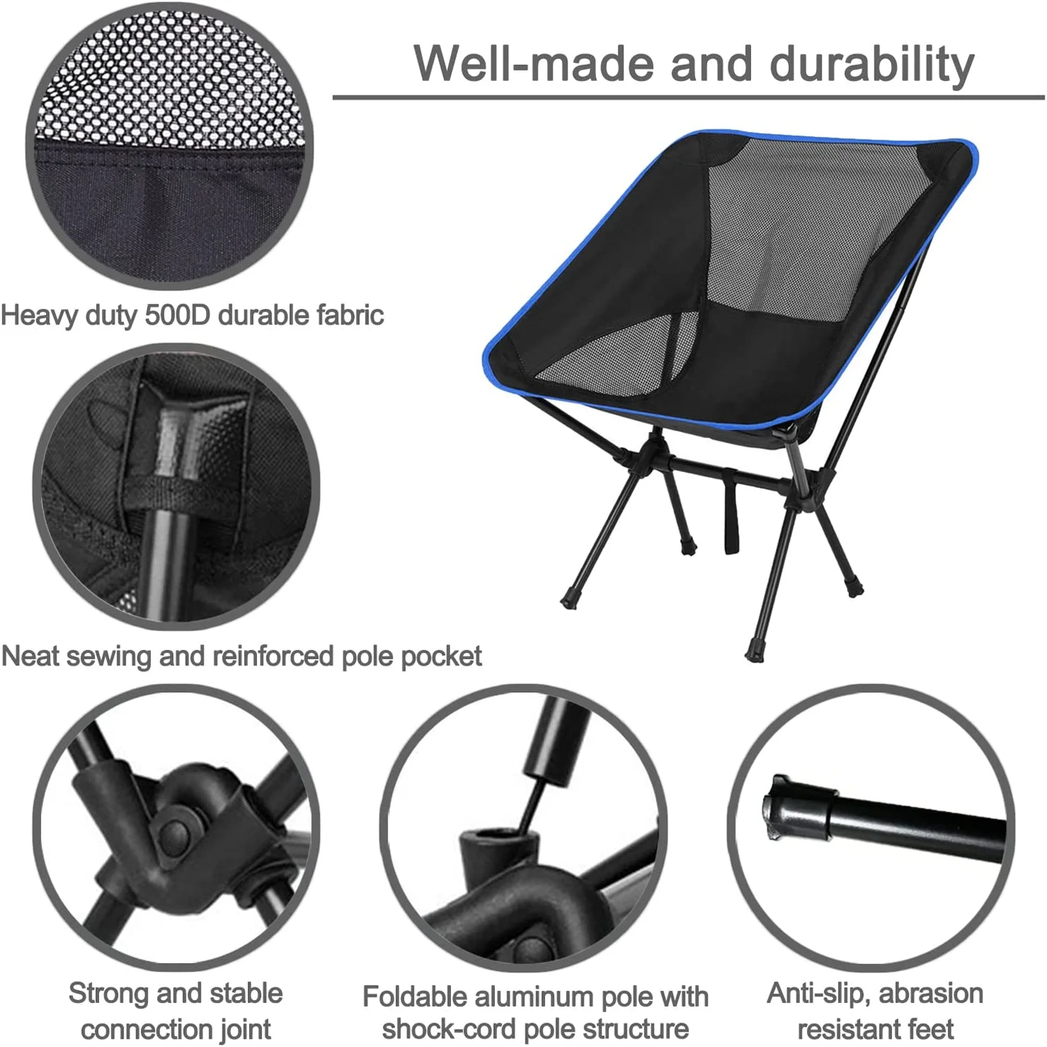 Outdoor Chair Portable Folding Camping Chair with Storage Bag for Outdoor Activities Hiking Camping Picnic Camping Chair