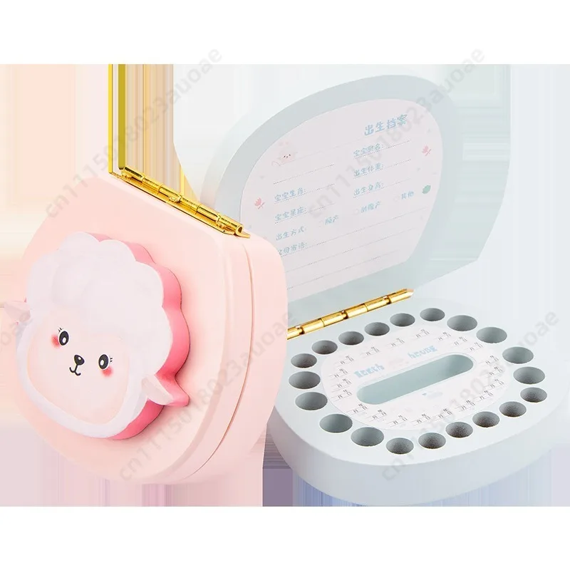 Wooden Baby Teeth Keepsake Box Chinese Zodiac Design Milk Teeth and Hair Storage Box for Boys Girls Memory Collection