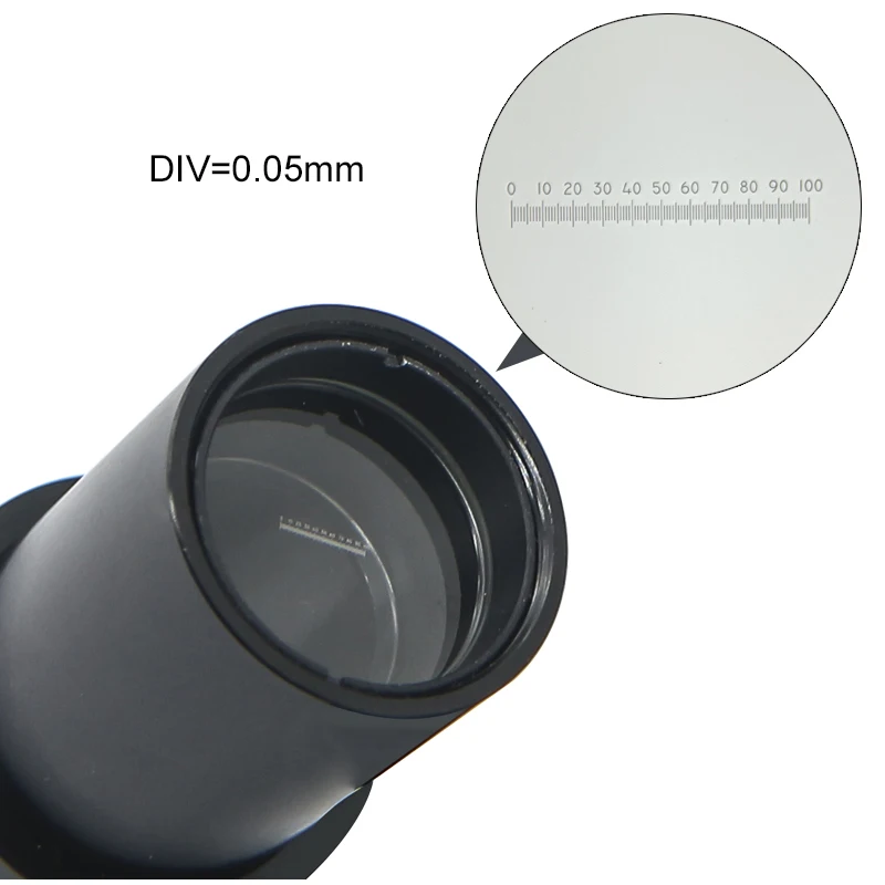 DIV=0.05mm Microscope Micrometer Microscope Eyepiece Optical Glass Lens with 100mm Scale ​Horizontal Measurement Diameter 19mm