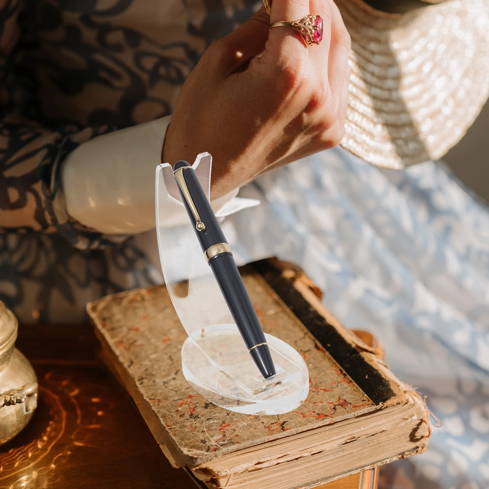 2 pçs expositor caneta titular lápis pincéis de maquiagem artesanato stands rack claro para mesa