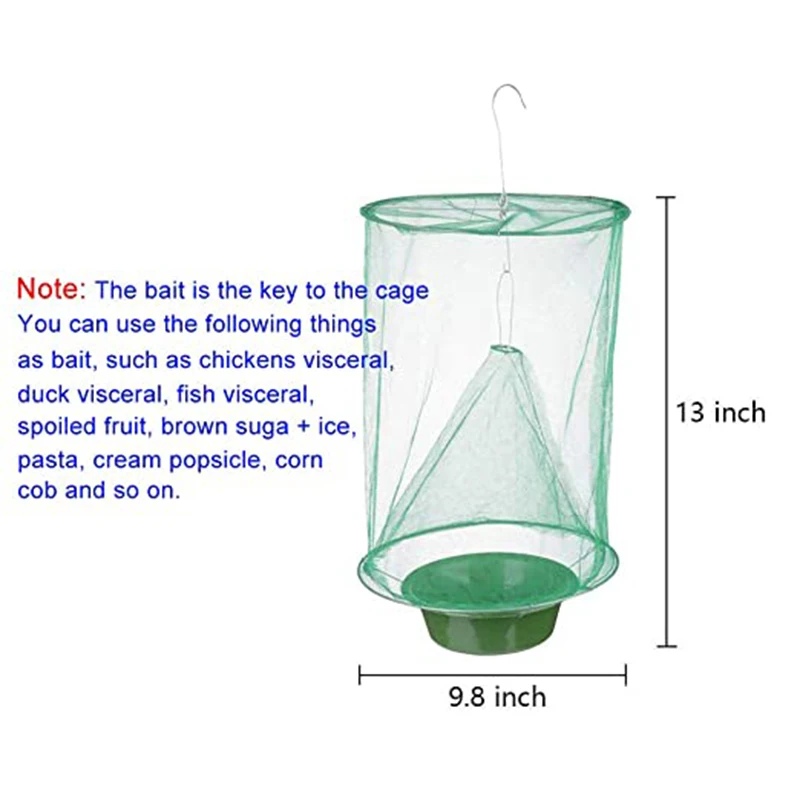 Dropship 1pc/2pcs/4pcs/6pcs Fly Catcher Killer Pest Control Reusable Hanging Flytrap  Cage Net Traps Garden Hanging Flycatcher