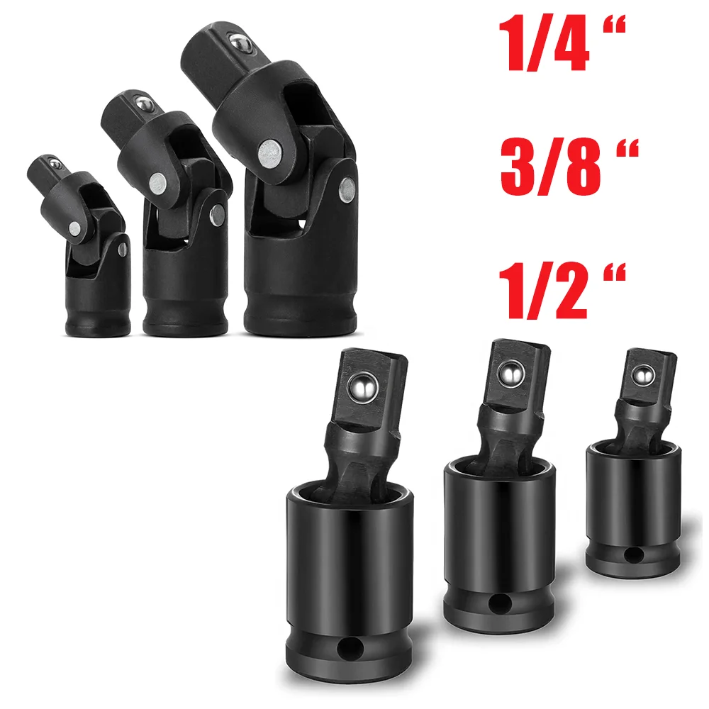 360/90 Degree Impact Universal Joint-Socket Swivel Knuckle Joint Air Wobble Socket Adapter Extension Electric Wrench 1/2 3/8 1/4