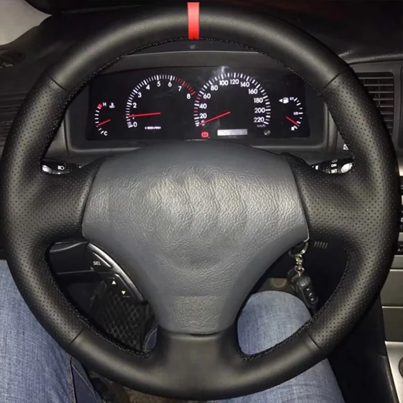 Customized Car Steering Wheel Cover Anti-Slip Leather Braid For Toyota Vios Mark 2 Corolla 2000-2004 Lexus GS430 GS300 2004