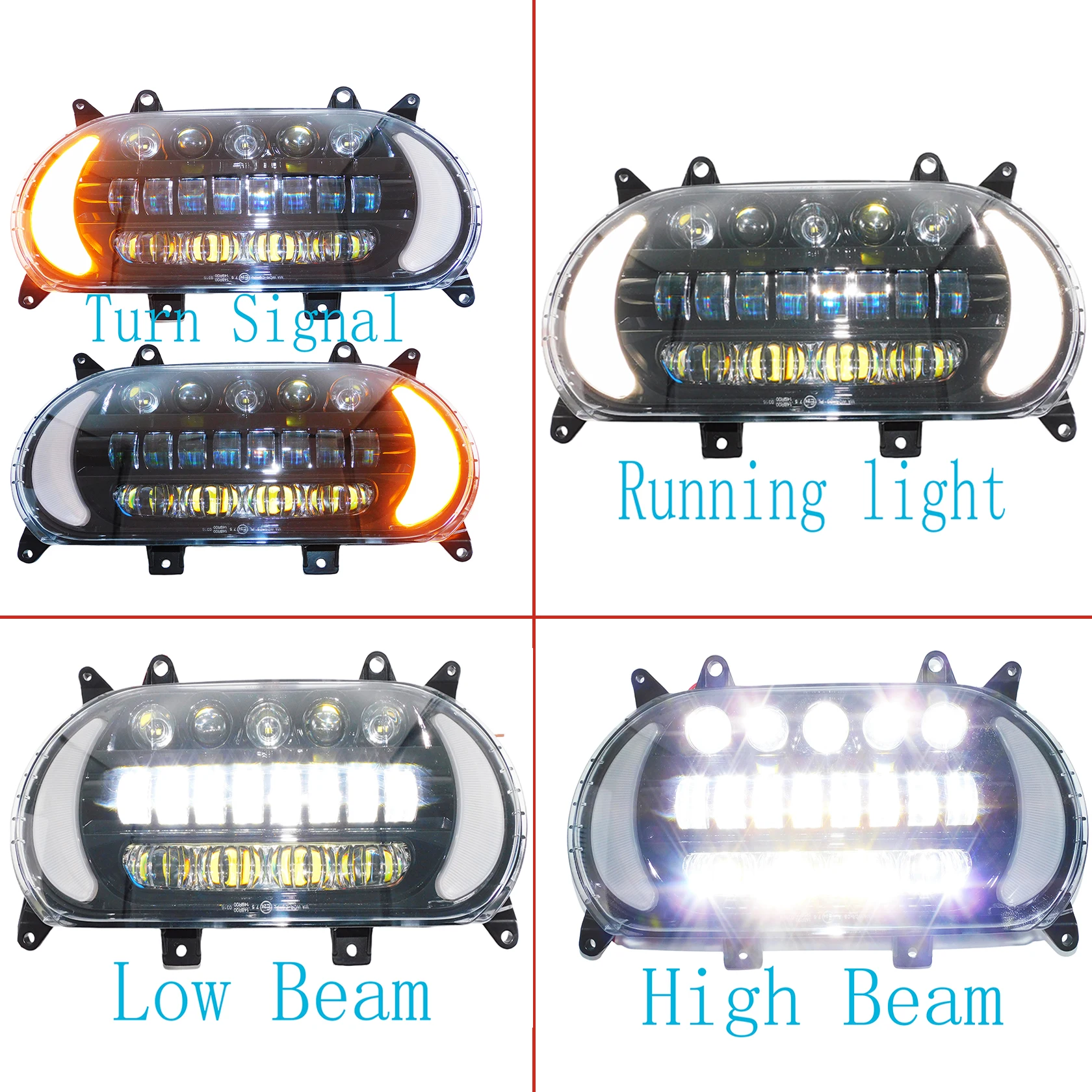 Motorcycle LED Headlight Front Lamp High Low Beam Turn Signal Daytime Running Light For Harley Touring Road Glide FLTRX 2015-Up