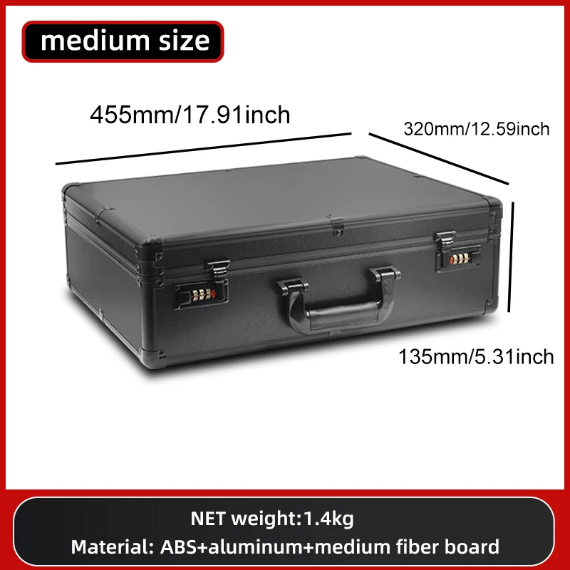 Premium Full Black Aluminum Alloy Combination Box-Versatile Storage Solution,for Tools,Documents,and Gifts,Digital password lock