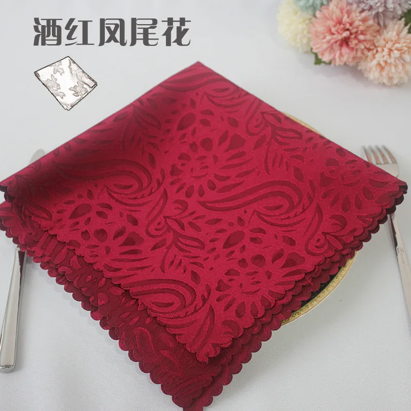 10pcs/lot Lint-free Cloth To Wipe The Cup 50*50cm Restaurant White Gold Pink Cotton Cloth Napkins Folded Cotton Jacquard Fabric