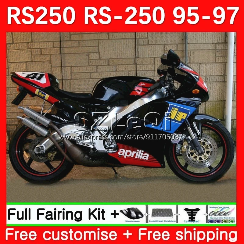 Body For Aprilia RS-250 RSV250 Hot black red RS250 RS 250 RSV 250 R 17No.18 RS250R 95 96 97 R RR RSV250RR 1995 1996 1997 Fairing