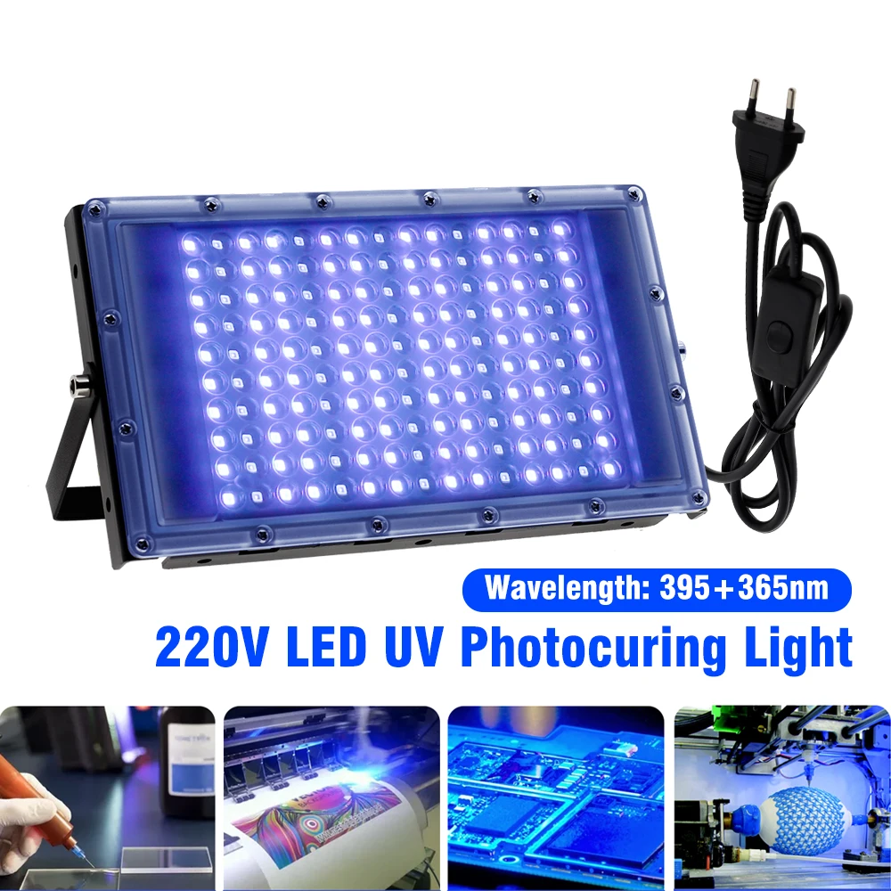 Led UV Floodlight 150LEDs 220V 300W ultrafioletowy światło wodoodporna lampa na klej UV utwardzania drukowanie 3D obwodu drukowanego utwardzania