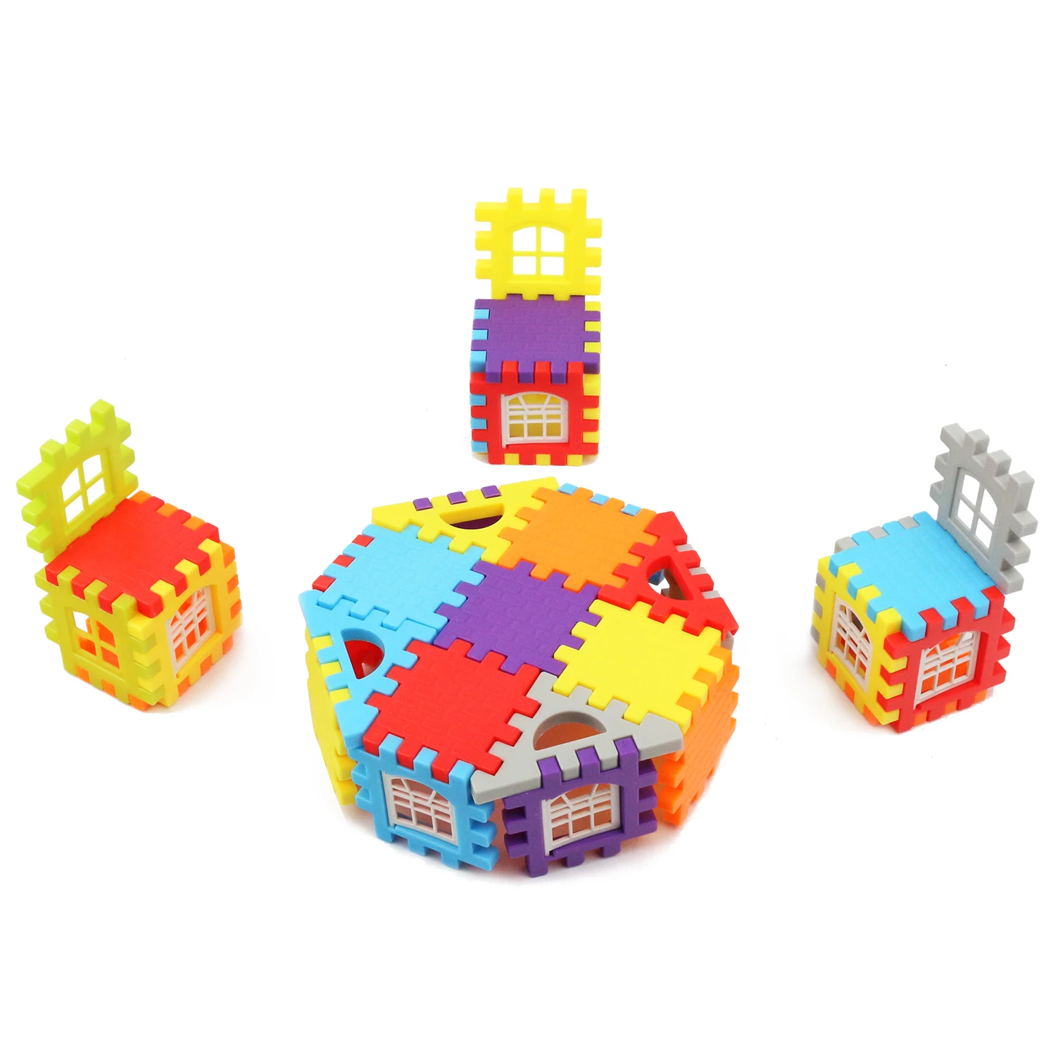 Maisons de construction pour enfants, blocs de construction, jouets à assembler, grands blocs de particules puzzle, modèles de murs et de fenêtres