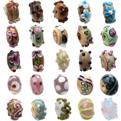 Wood Grain 2PCS/LOT Nature Style Handmade Lampwork Glass Beads For Jewelry Making Accessories DIY Charm Earring Bracelets