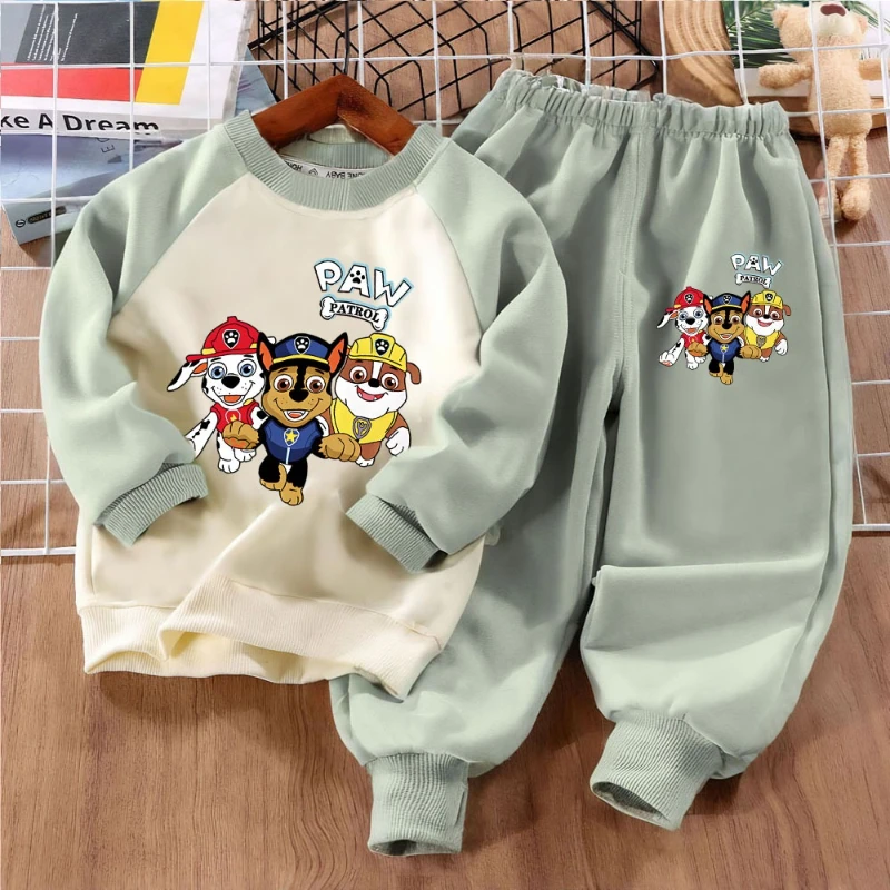 

PAW Patro Print Kids Sport Clothes Sets Spring Fall Boys Spliced Sweatshirt 2-piece Suit Kids O Neck Hoodies Trousers 2pcs Set