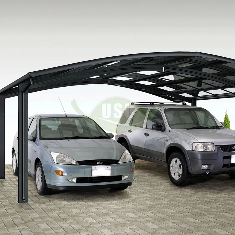 

New Style Custom Made Polycarbonate Roof Outdoor Strong Wind Aluminum Grey Carport With High Snow Load